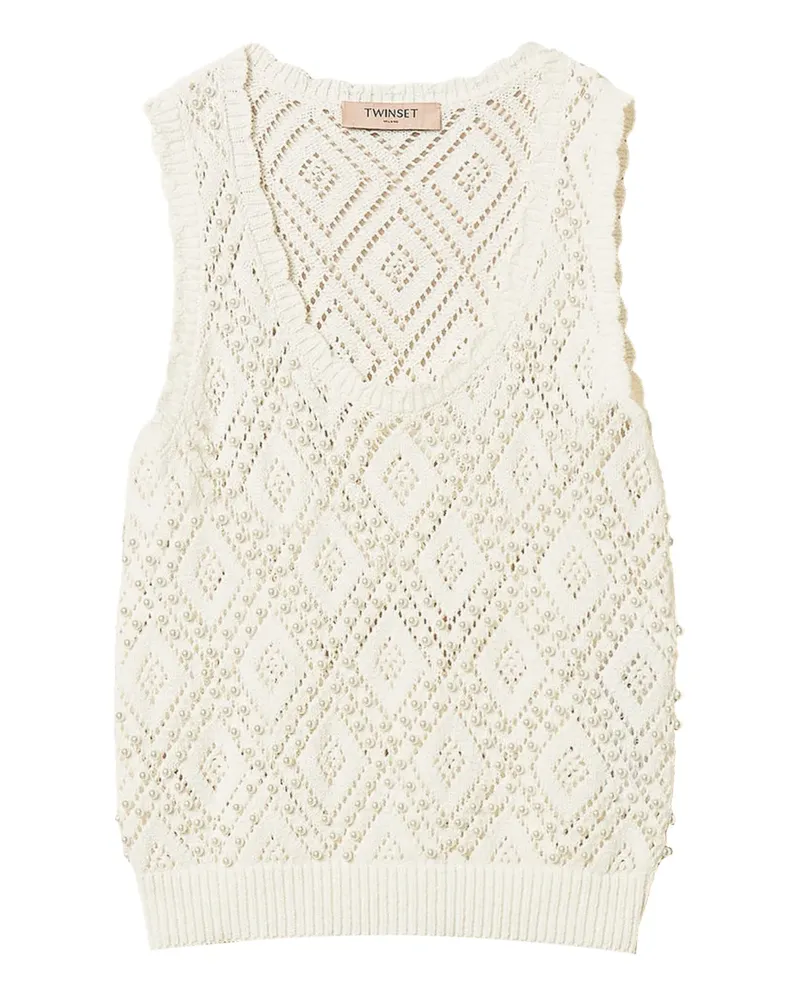 Twin-Set Gestricktes Oberteil - Weiß Weiß