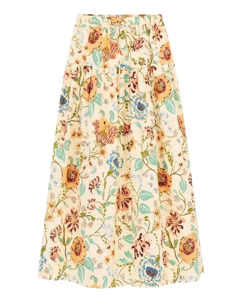 Ulla Johnson Gestufter Theodora Maxirock mit Blumenprint - Nude Nude