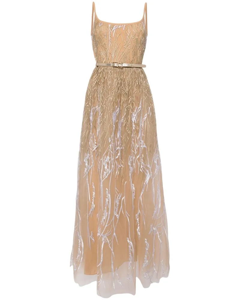 Elie Saab Arboreal Kleid Braun