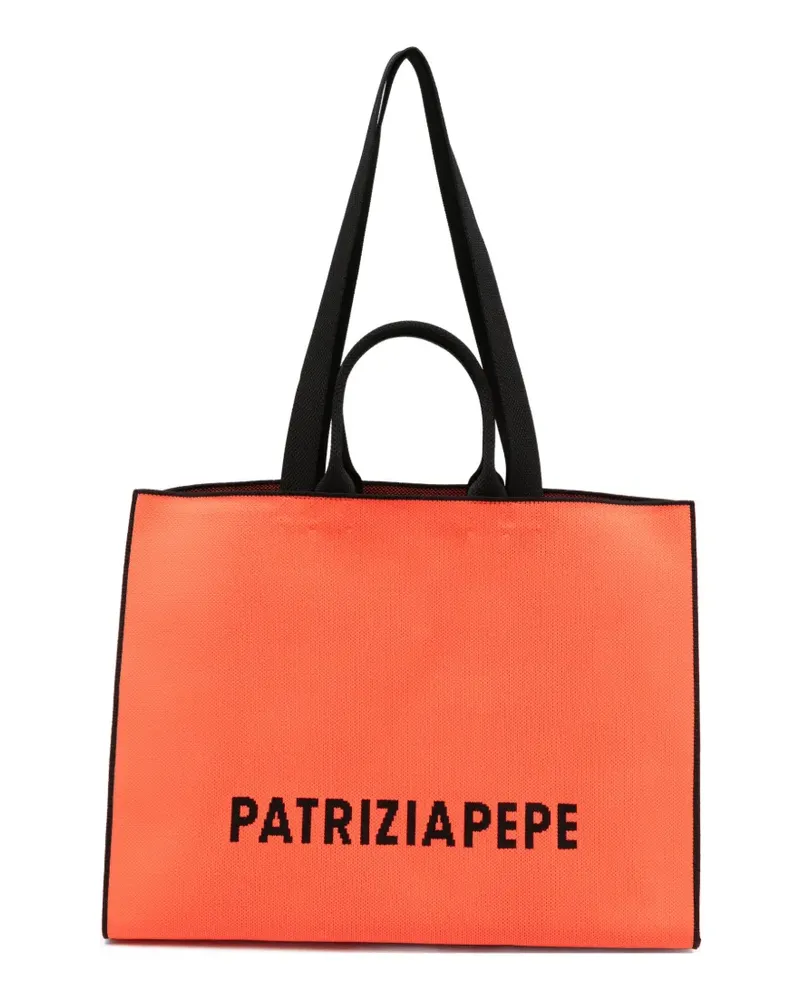 Patrizia Pepe logo-intarsia tote bag - Orange Orange