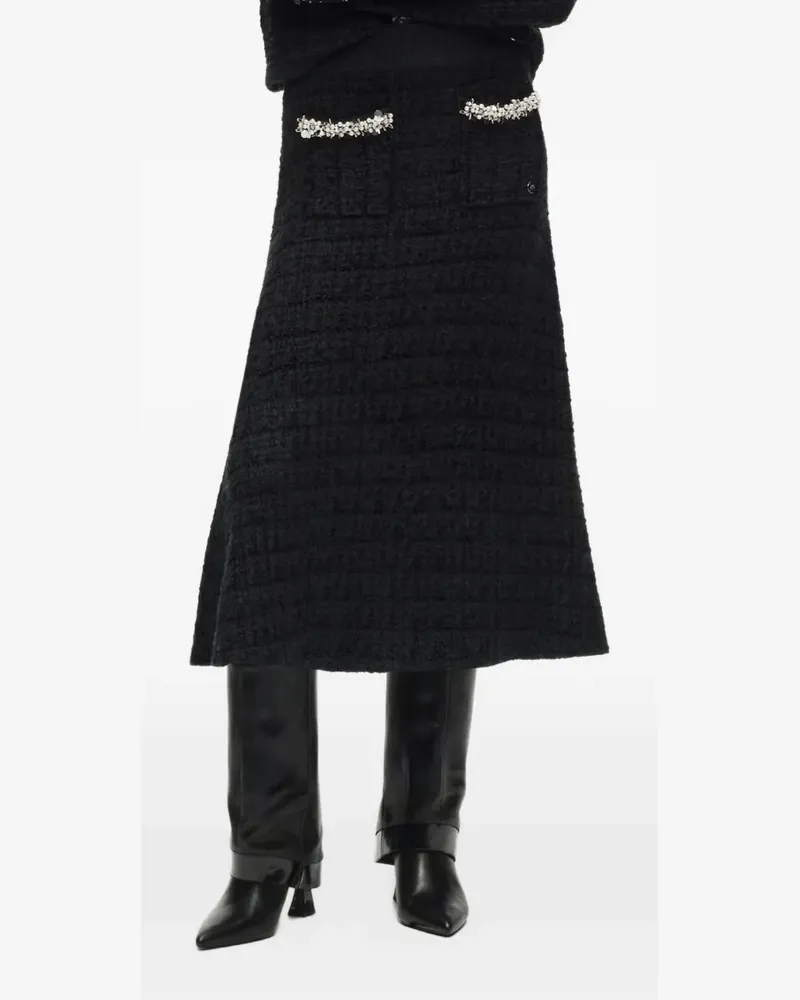 Karl Lagerfeld Gestrickter Rock mit Kunstperlen - Schwarz Schwarz