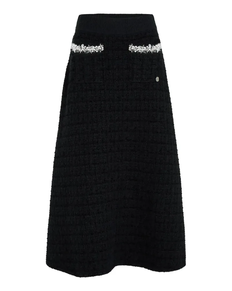 Karl Lagerfeld Gestrickter Rock mit Kunstperlen - Schwarz Schwarz