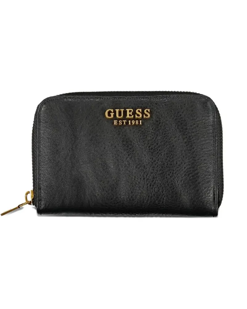 Guess logo-plaque zip-around wallet - Schwarz Schwarz