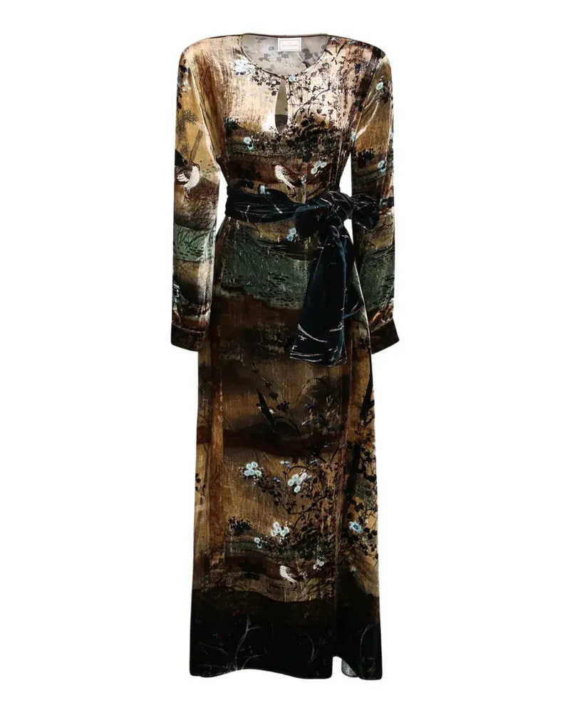 Pierre-Louis Mascia Kanpur landscape-print maxi dress - Braun Braun