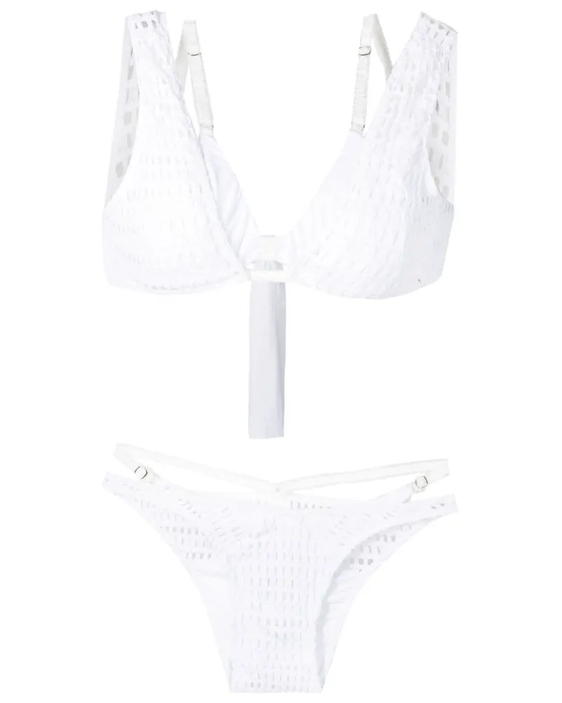 Amir Slama Gestrickter Bikini im Layering-Look - Weiß Weiß