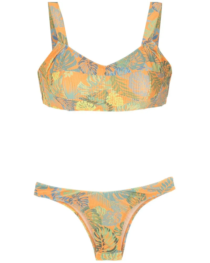 Amir Slama Bikini mit Palmblatt-Print - Orange Orange