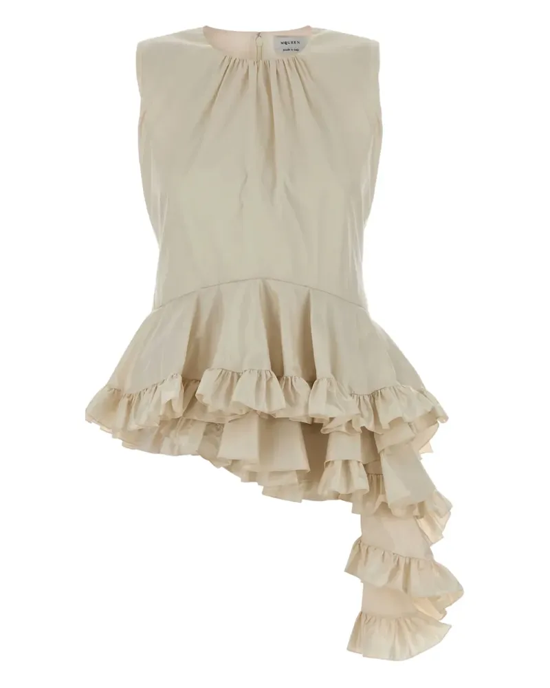 Alexander McQueen ruffled asymmetric top - Nude Nude