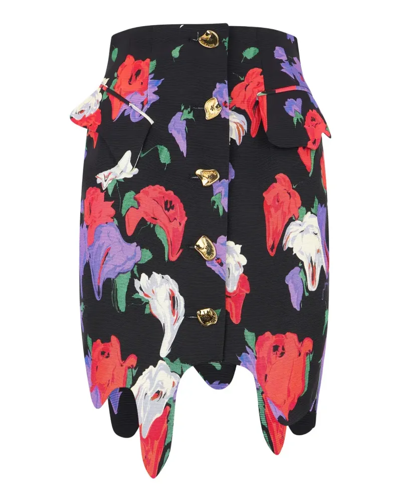 Moschino floral-print asymmetrical skirt - Schwarz Schwarz