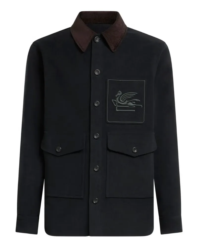 Etro Pegaso Jacke mit Cordkragen - Schwarz Schwarz