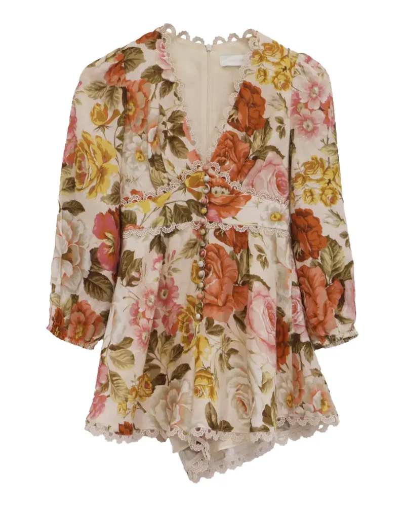 Zimmermann Bonita floral-print rompers - Nude Nude