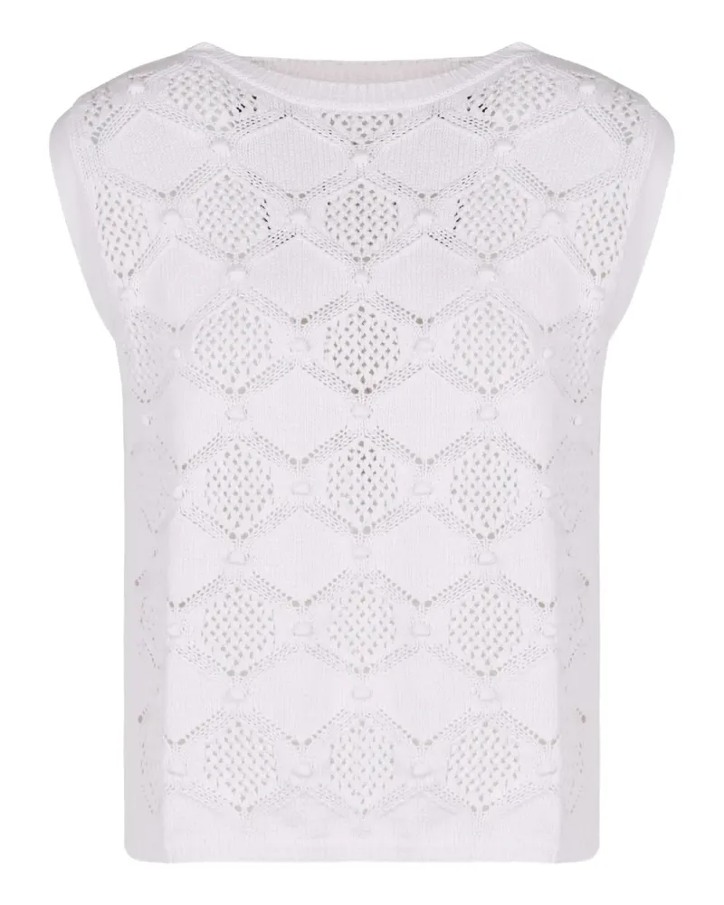 Max Mara Oberteil mit Lochstrickmuster - Weiß Weiß