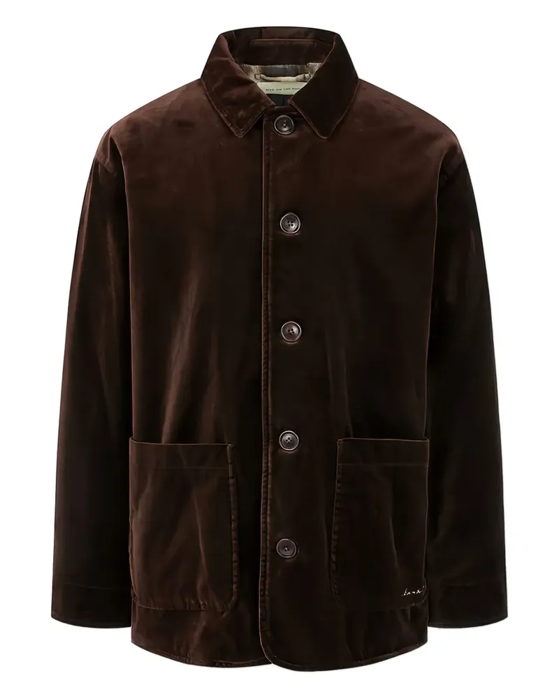 ManOnTheBoon velvet button-up overshirt - Braun Braun
