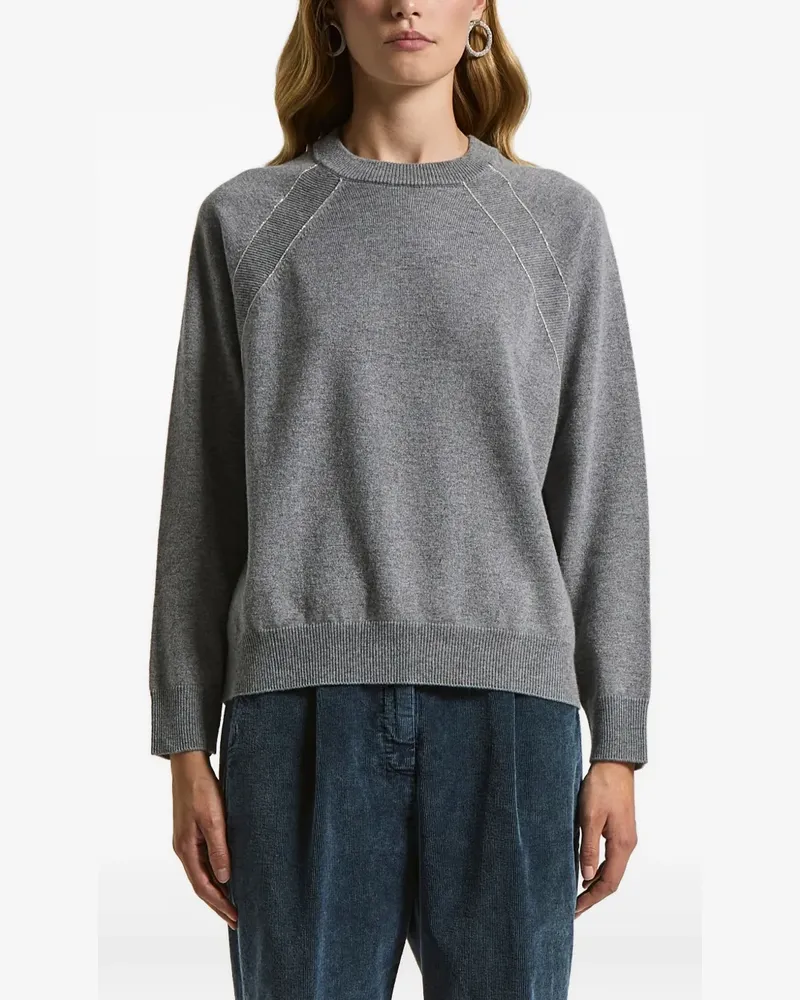 Peserico Rundhals-Pullover mit Kettendetail - Grau Grau