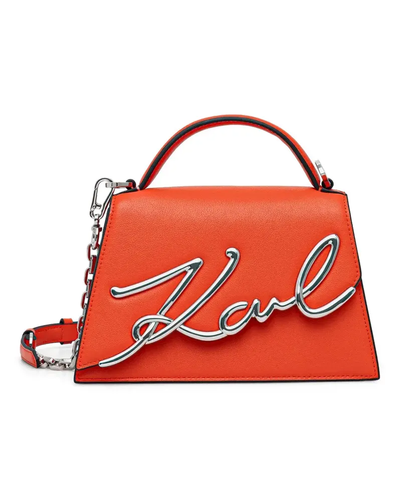 Karl Lagerfeld logo chain satchel bag - Orange Orange