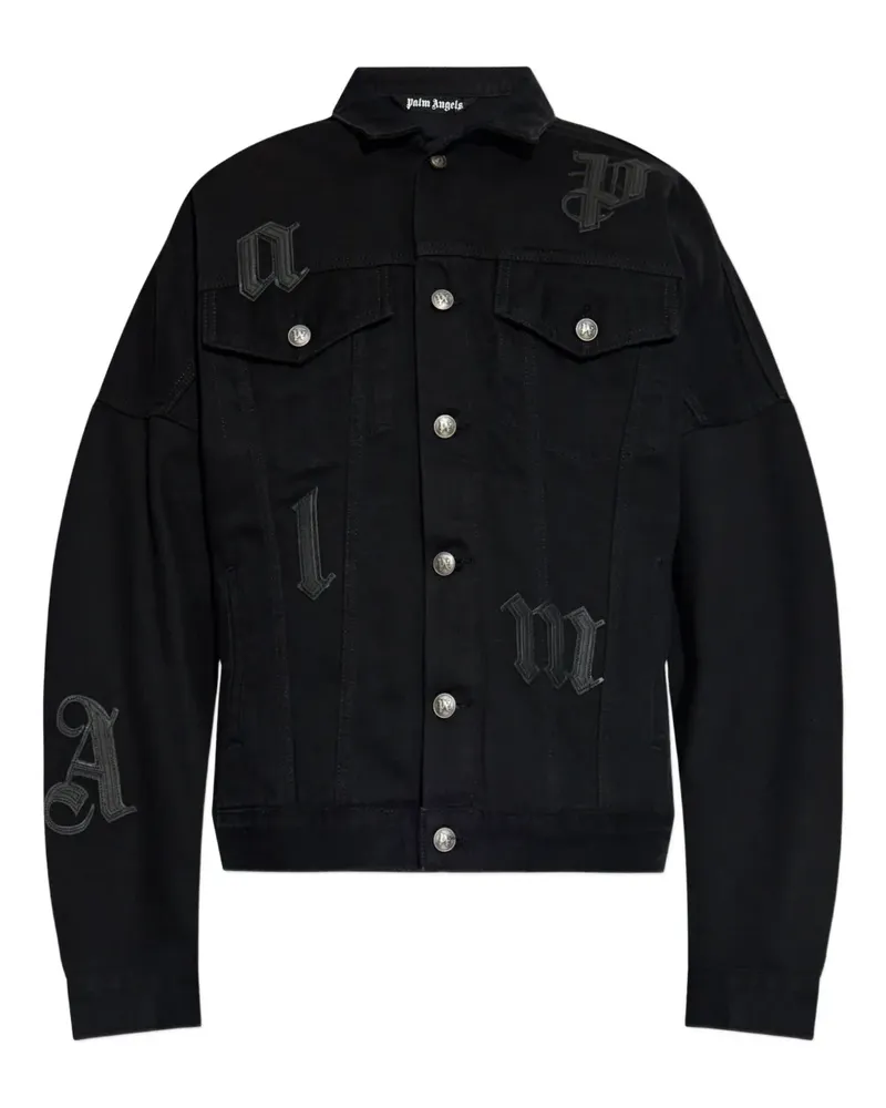 Palm Angels appliqué buttoned denim jacket - Schwarz Schwarz