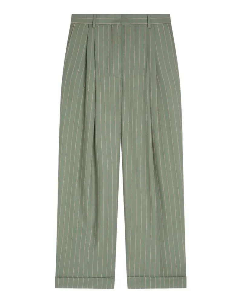 Dries van Noten Nadelstreifenhose mit Bundfalten - Grün Grün