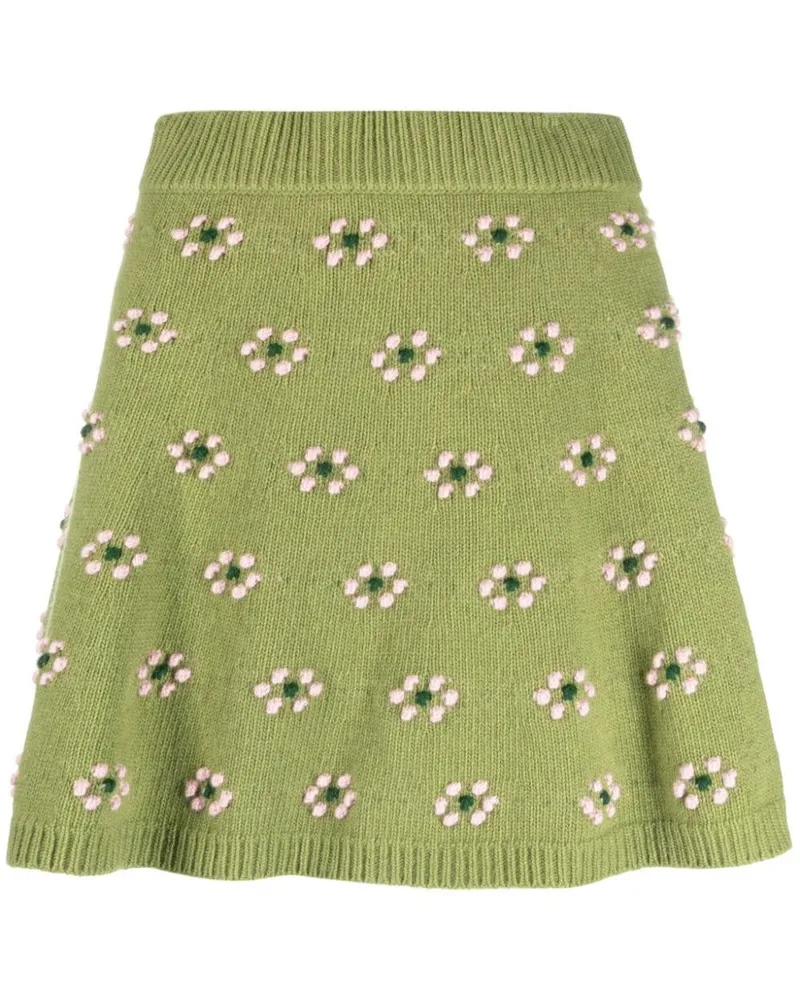 Kenzo Strickrock mit Blumenmotiv - Grün Grün