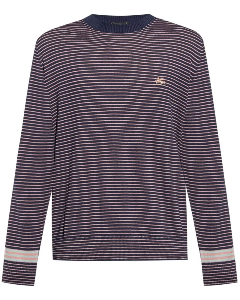 Etro Gestreifter Pullover mit Pegaso-Stickerei - Blau Blau