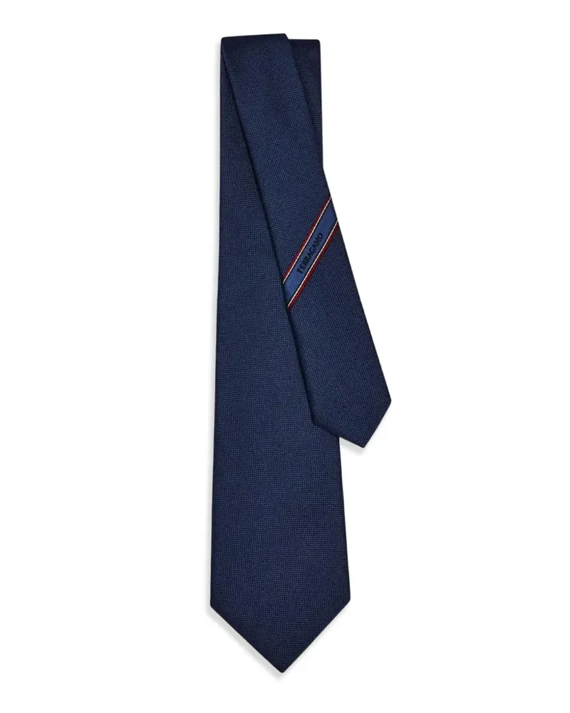 Ferragamo logo tie - Blau Blau