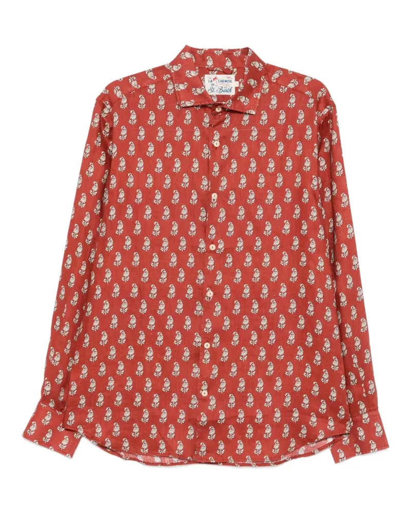 MC2 Saint Barth Pamplona Leinenhemd mit Blumen-Print - Rot Rot
