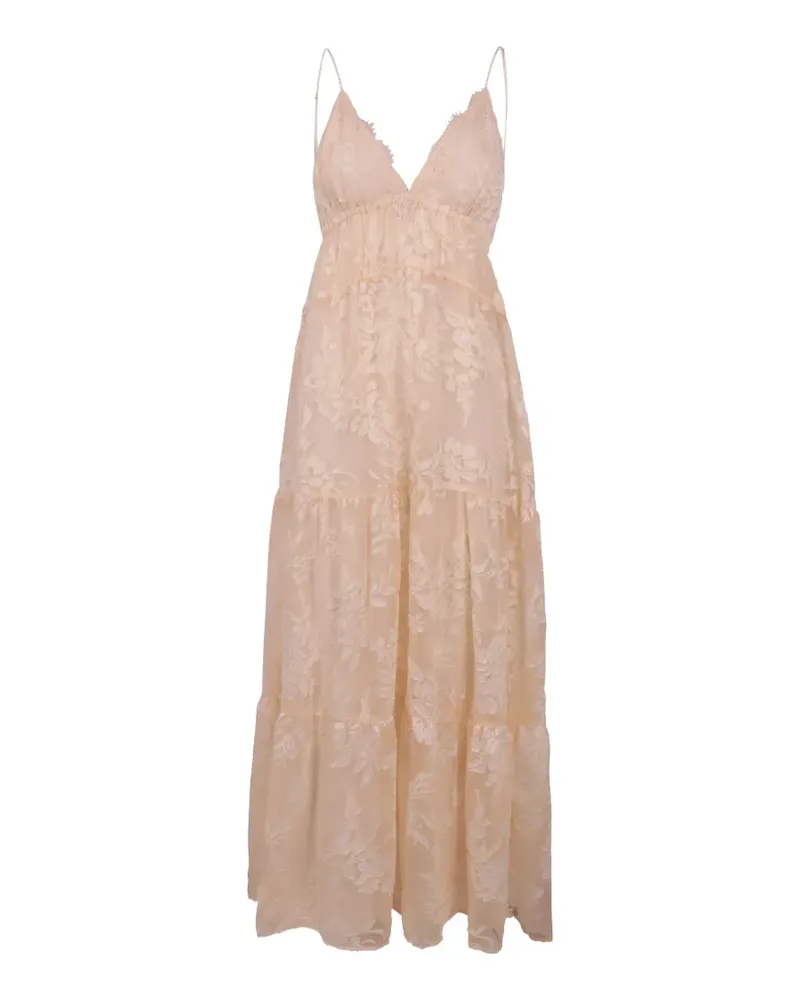 Ermanno Scervino floral-lace tiered maxi dress - Rosa Rosa