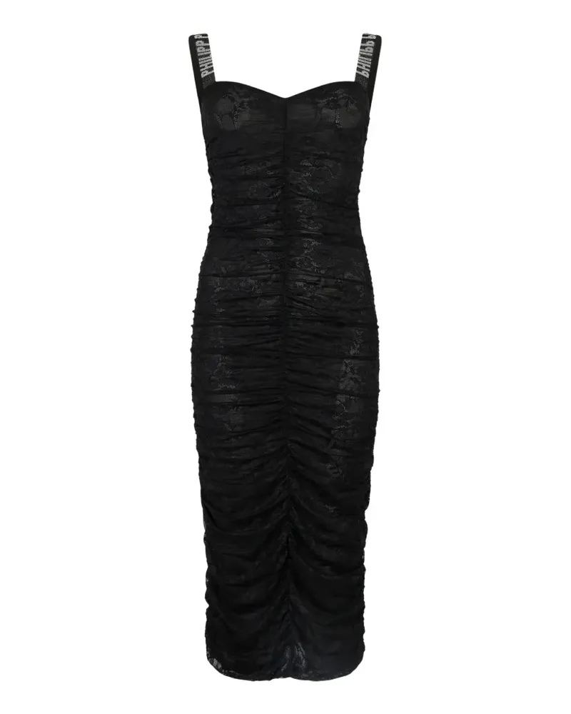Philipp Plein Wrinkled lace dress - Schwarz Schwarz