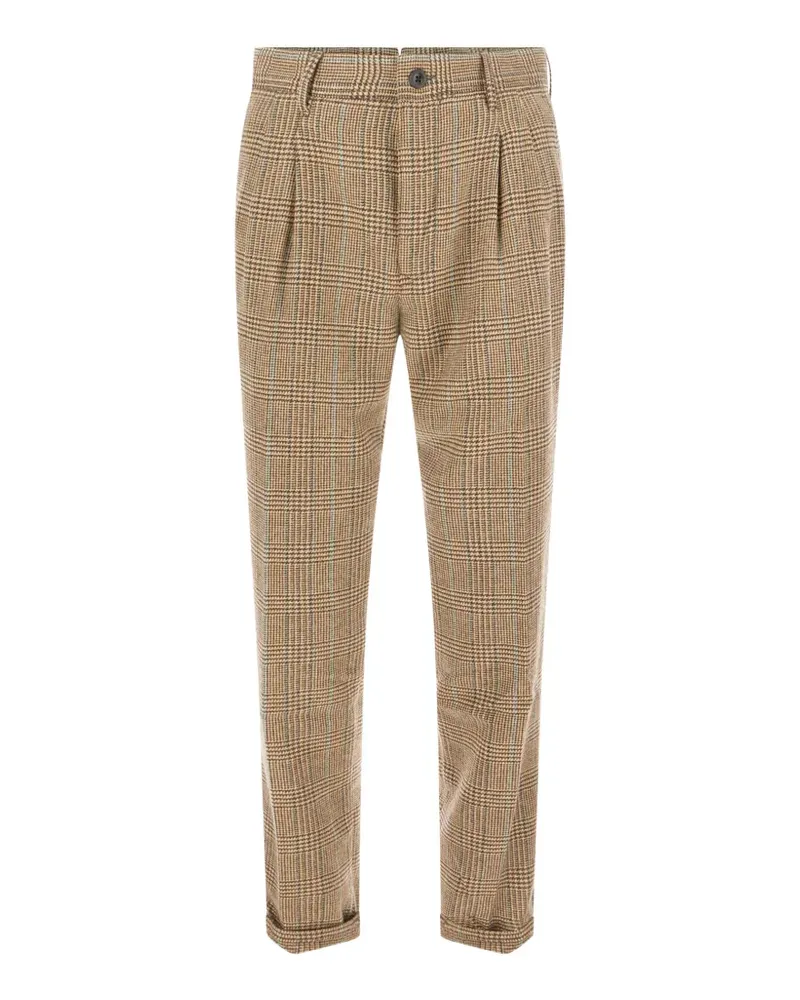 Incotex Prince of Wales check pleated trousers - Braun Braun