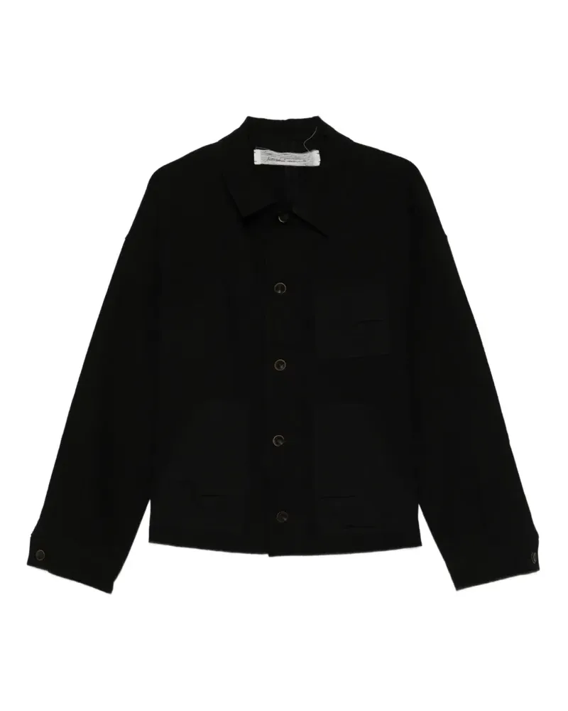 individual sentiments button patch pocket shirt - Schwarz Schwarz