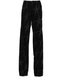 Thierry Mugler Gerade Jeans mit Stern-Print Schwarz