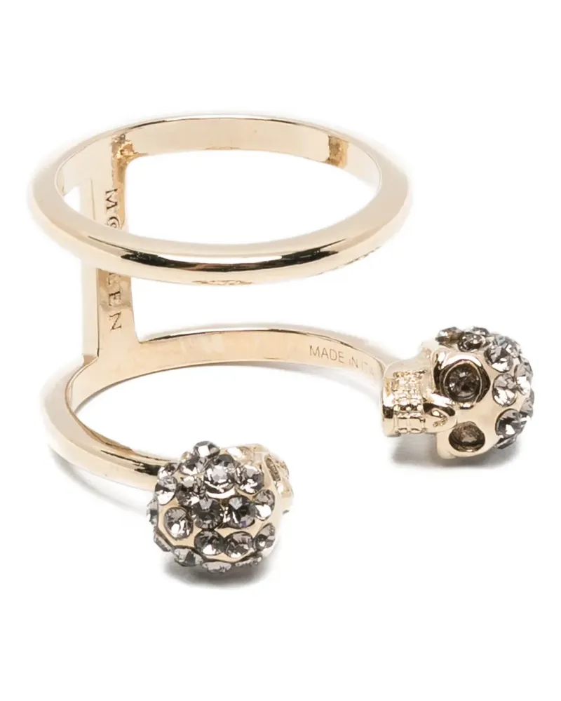 Alexander McQueen Doppelter Ring mit Totenkopf - Gold Gold