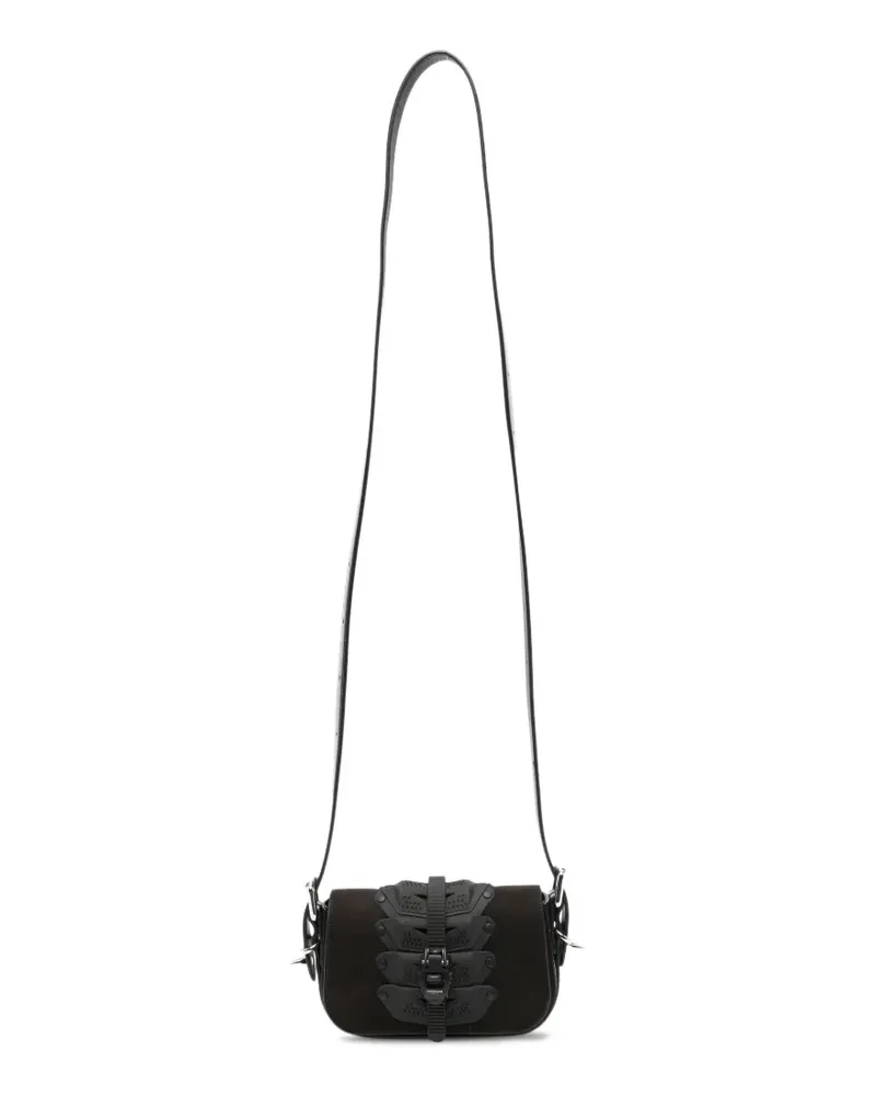 Innerraum Schultertasche mit skulpturalem Overlay - Schwarz Schwarz