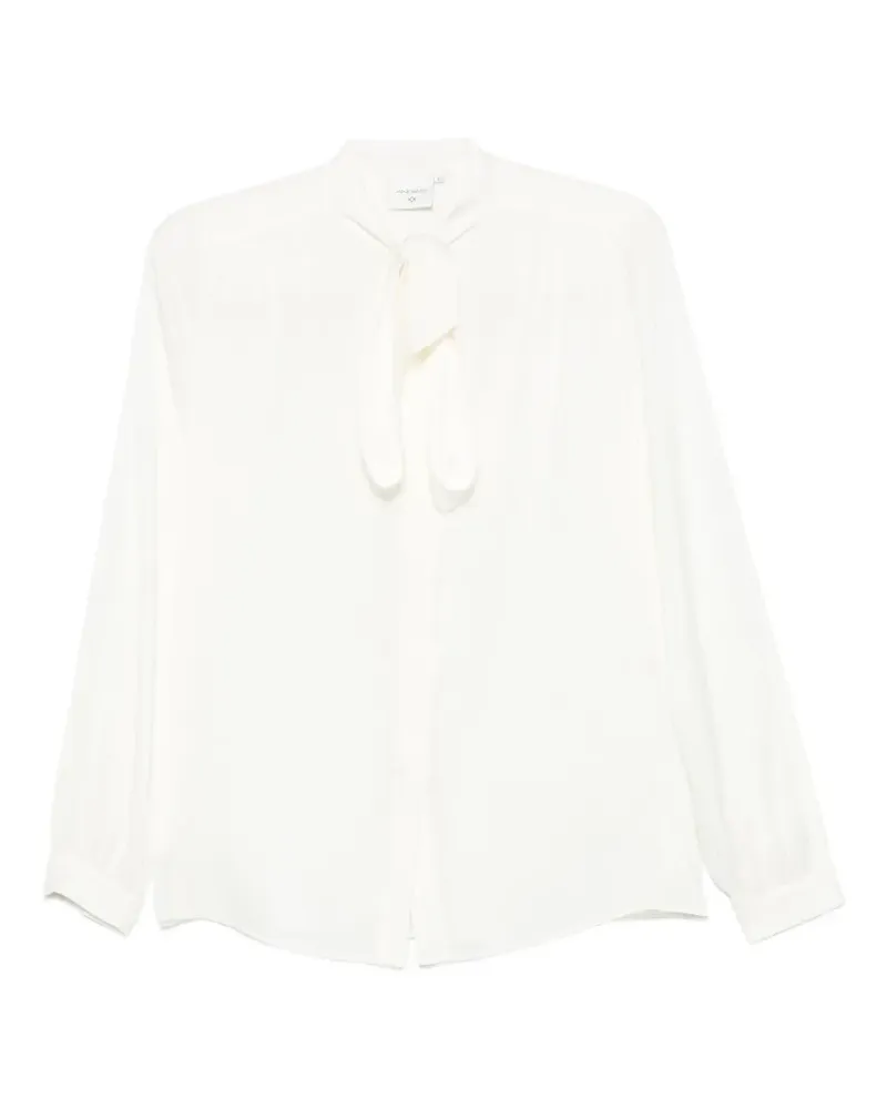 ANDIATA Bluse mit Schleifenkragen - Weiß Weiß