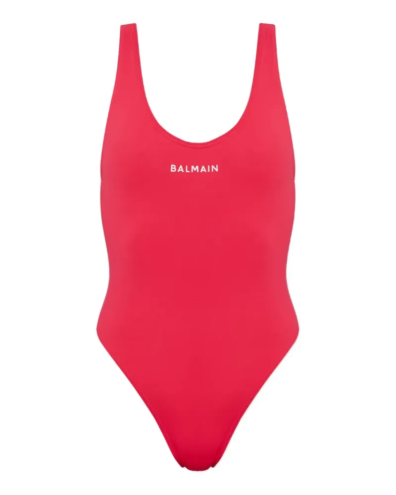 Balmain logo-print swimsuit - Rosa Rosa
