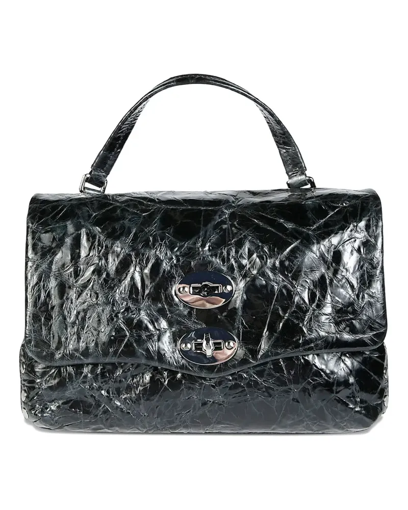 Zanellato Kleine Postina Schultertasche mit Nieten - Schwarz Schwarz