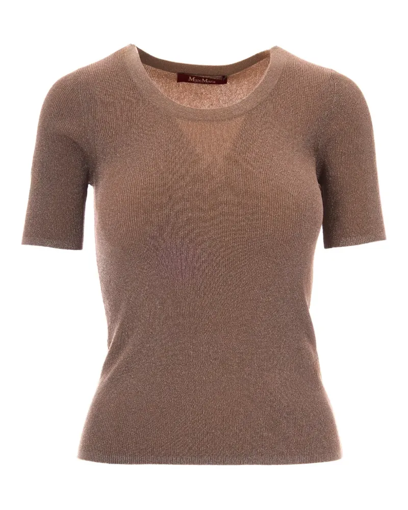 Max Mara Geripptes T-Shirt mit Metallic-Garn - Nude Nude