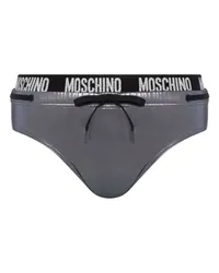 Moschino Metallic-Slip mit Logo-Bund Schwarz