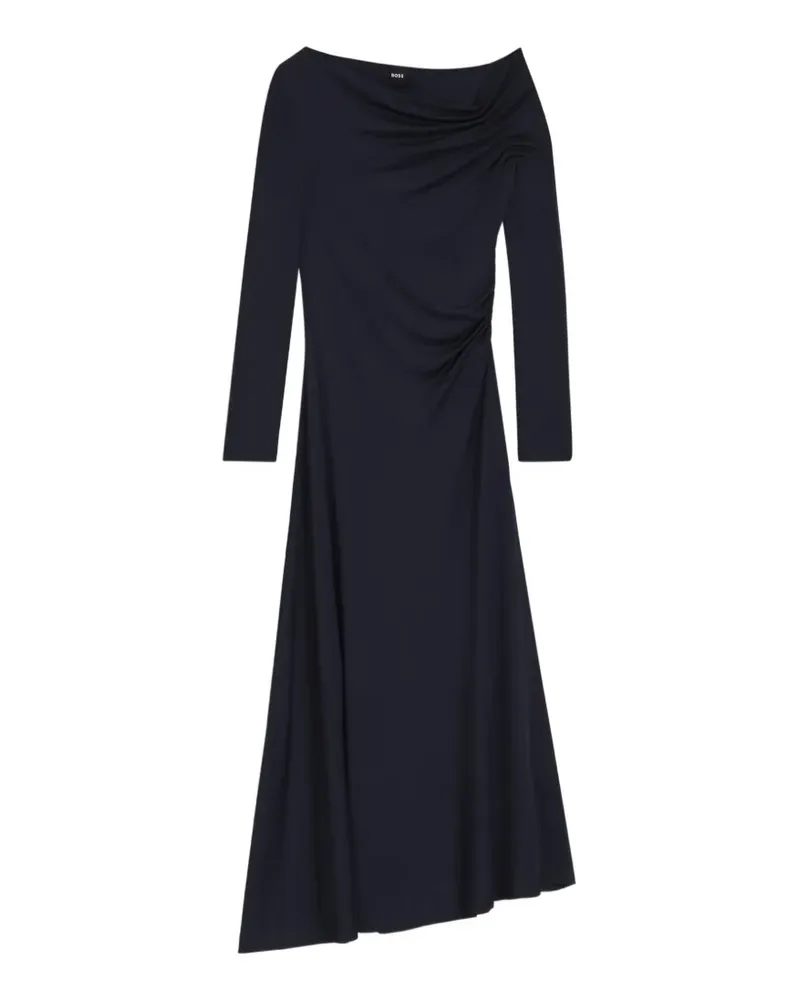 HUGO BOSS Gerafftes Midikleid mit asymmetrischem Ausschnitt - Blau Blau