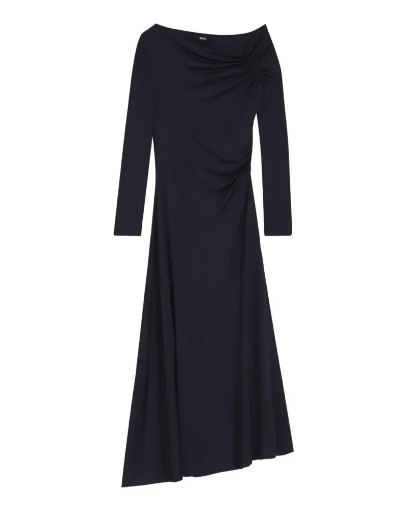 HUGO BOSS Gerafftes Midikleid mit asymmetrischem Ausschnitt - Blau Blau