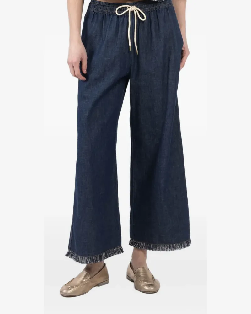 Zimmermann Weite Hose mit Fransensaum - Blau Blau