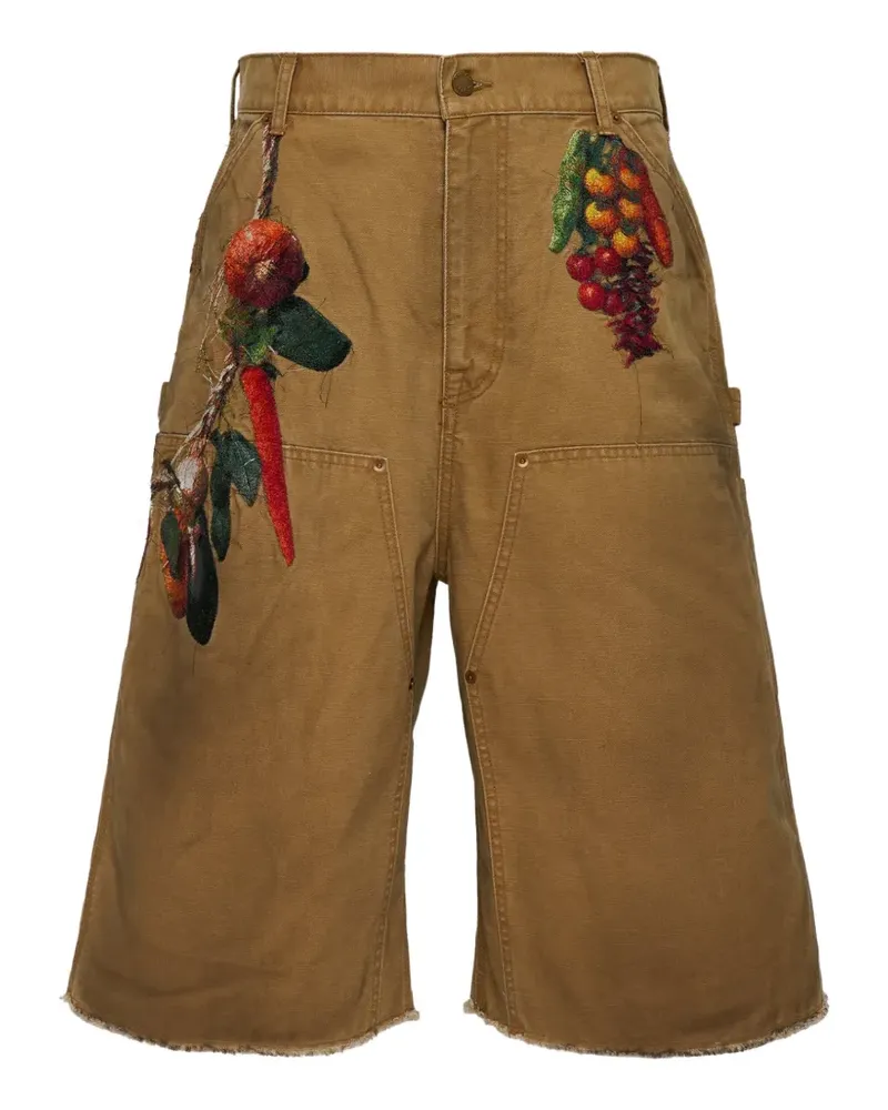 Doublet embroidery frayed shorts - Nude Nude