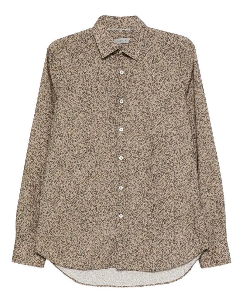 Canali Hemd mit Blumen-Print - Braun Braun