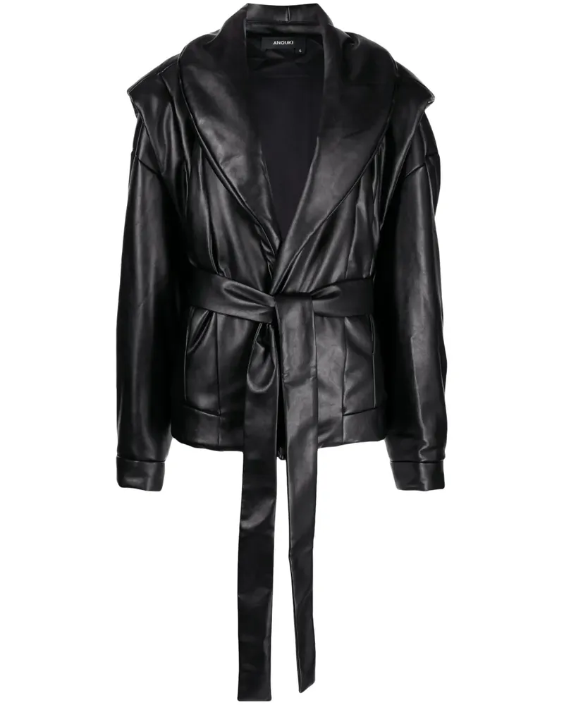 ANOUKI Gefütterte Jacke aus Faux-Leder - Schwarz Schwarz