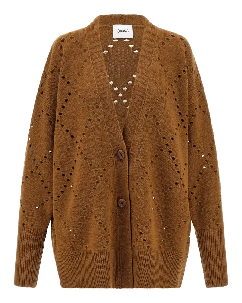 NUDE Langärmeliger Cardigan mit Cut-Out - Braun Braun