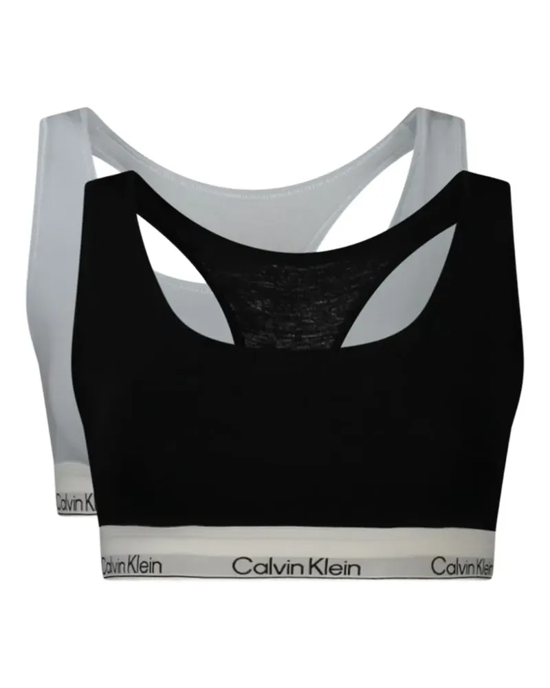 Calvin Klein Racerback-Bralettes mit Logo-Streifen (2er-Set) - Schwarz Schwarz