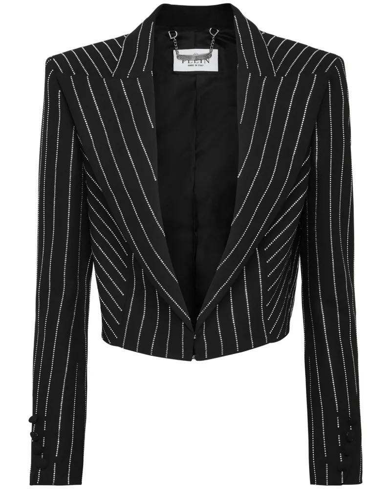 Philipp Plein Cady Cropped-Blazer mit Kristallen - Schwarz Schwarz