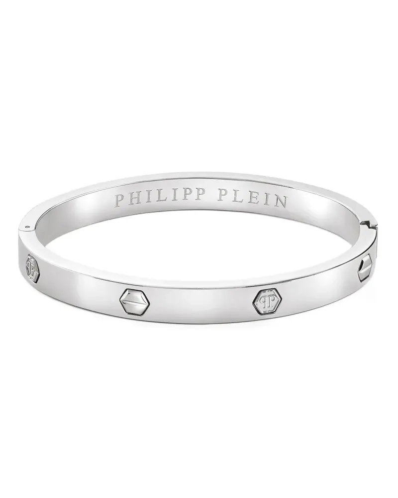 Philipp Plein hexagon-logo cuff bracelet - Silber Silber