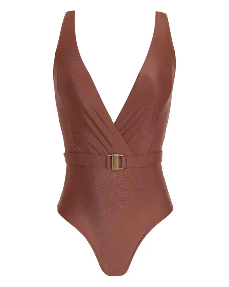 Lygia & Nanny Evita belted V-neck swimsuit - Braun Braun