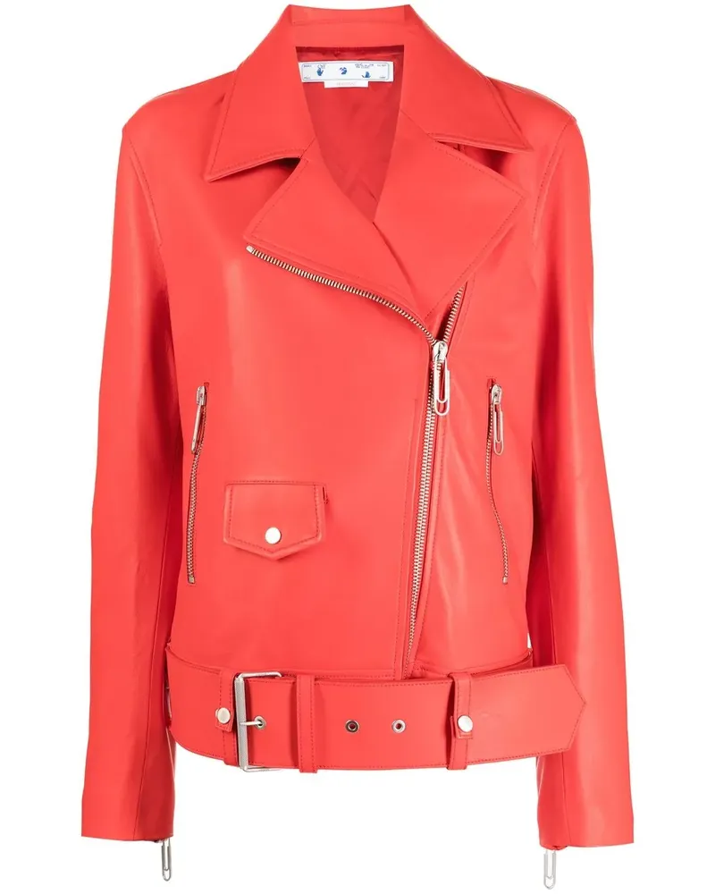 OFF-WHITE Klassische Bikerjacke - Rot Rot