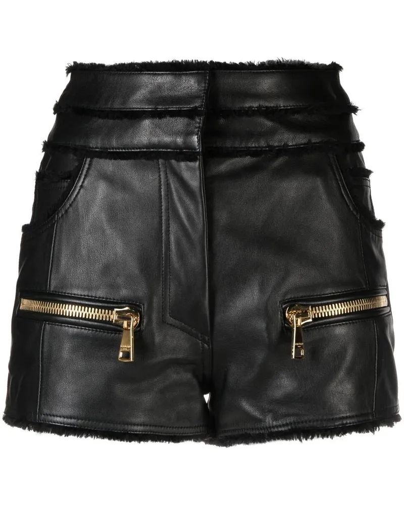 Balmain Shorts aus Leder - Schwarz Schwarz