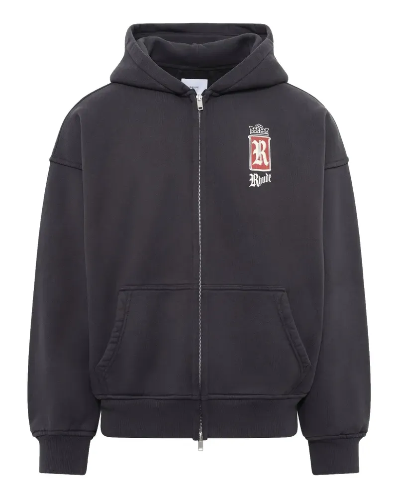 RHUDE Fumar 91 logo-print zip-up hoodie - Grau Grau